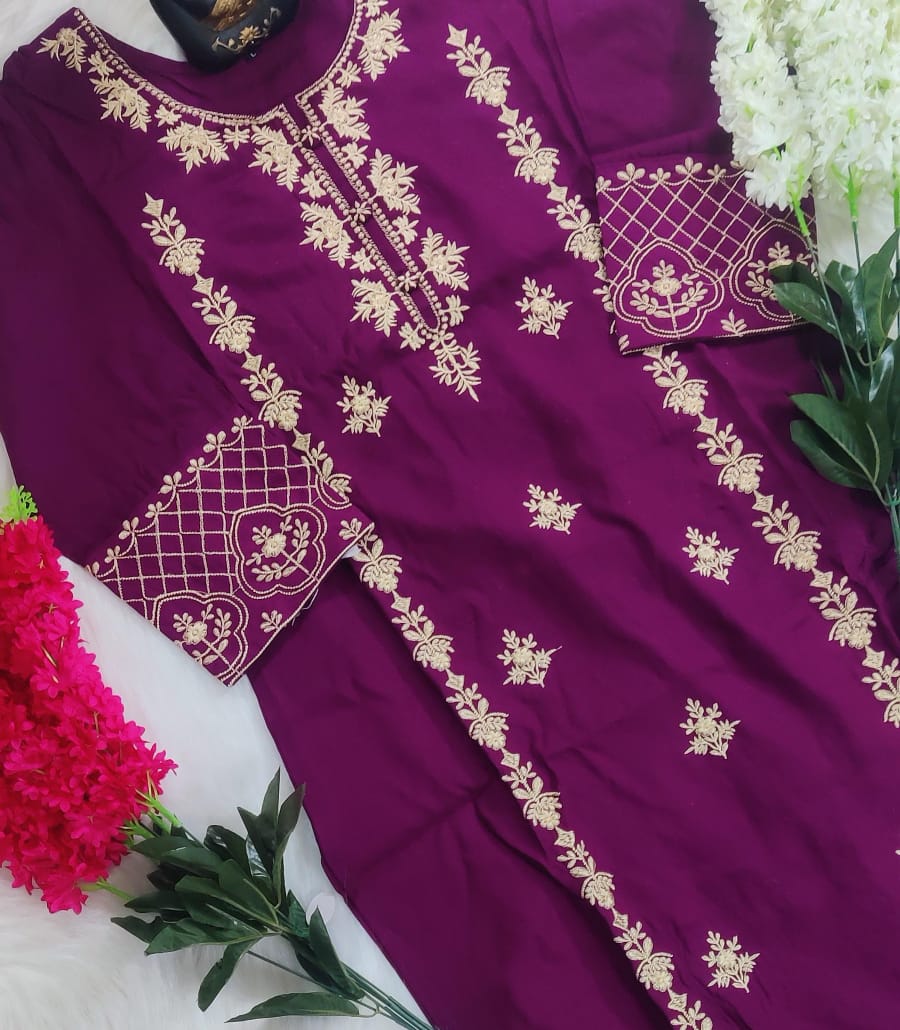 Embroidered Kurta Set with Cotton Mul Dupatta