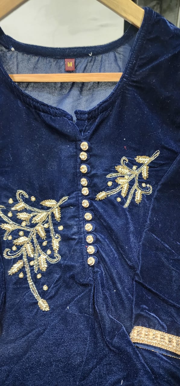 Velvet Co-ord Set with Adda Work