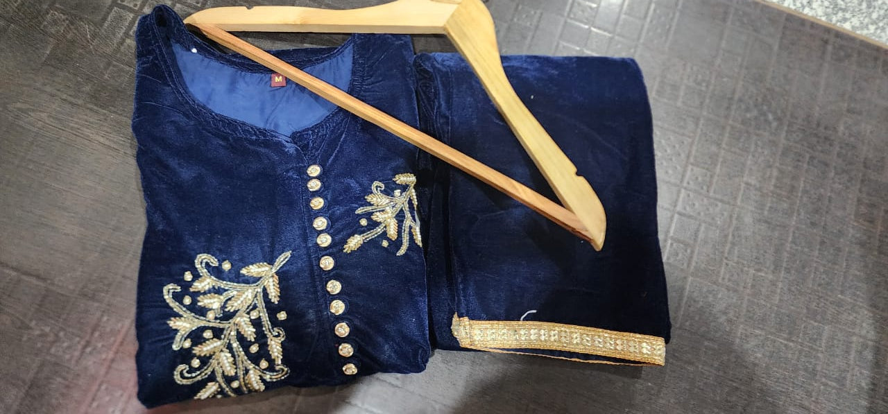 Velvet Co-ord Set with Adda Work