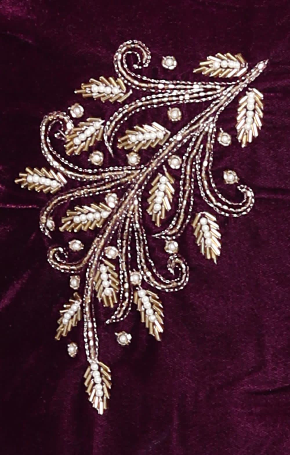 Velvet Co-ord Set with Adda Work