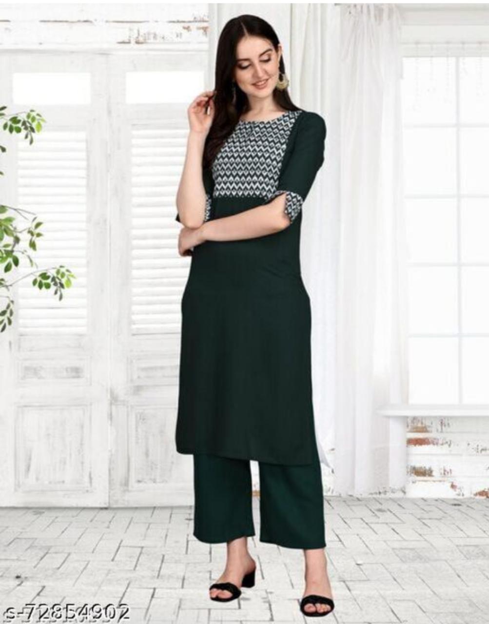 Rayon Printed Kurti with Pant Set