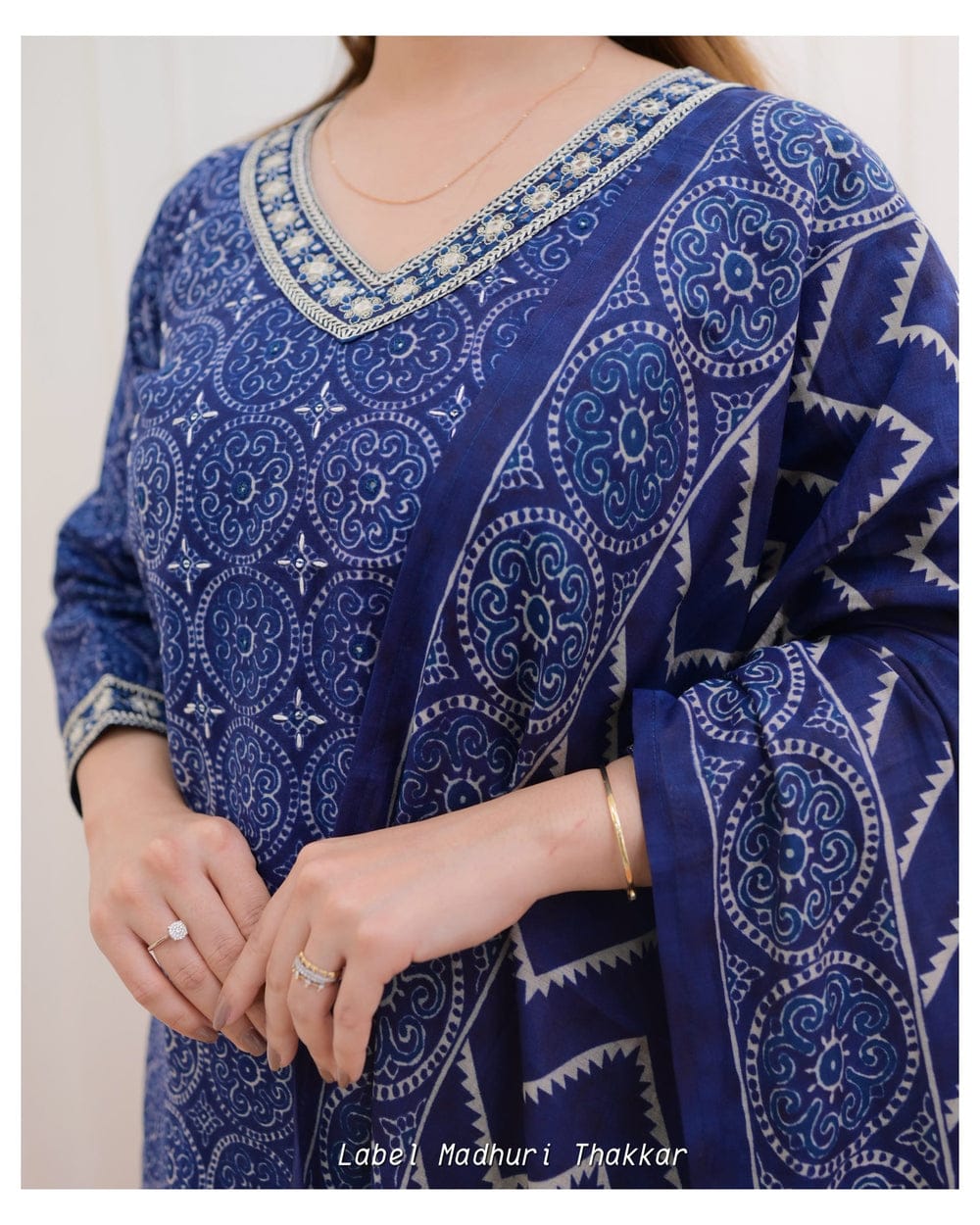 Rayon Embroidered Kurti Pant Set with Malmal Dupatta