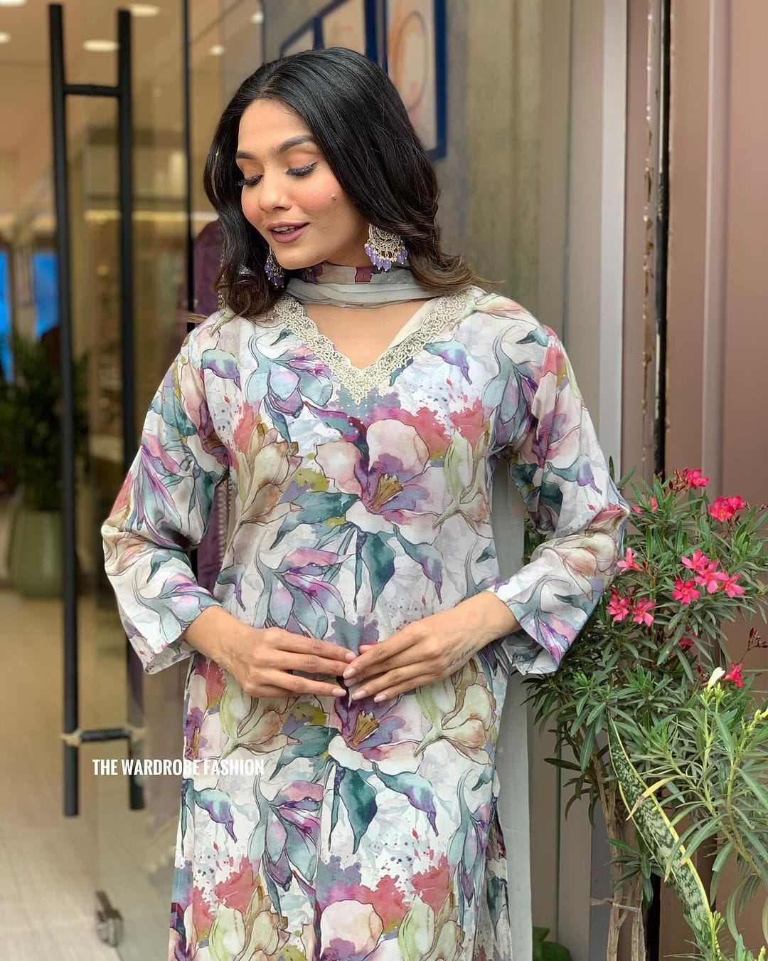 Muslin Suit with Digital Print Dupatta