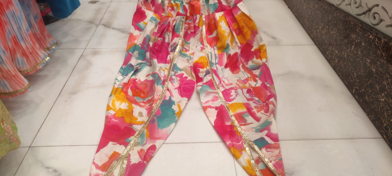 Muslin Dhoti Set with Gotta and Lace Embellished Kurti