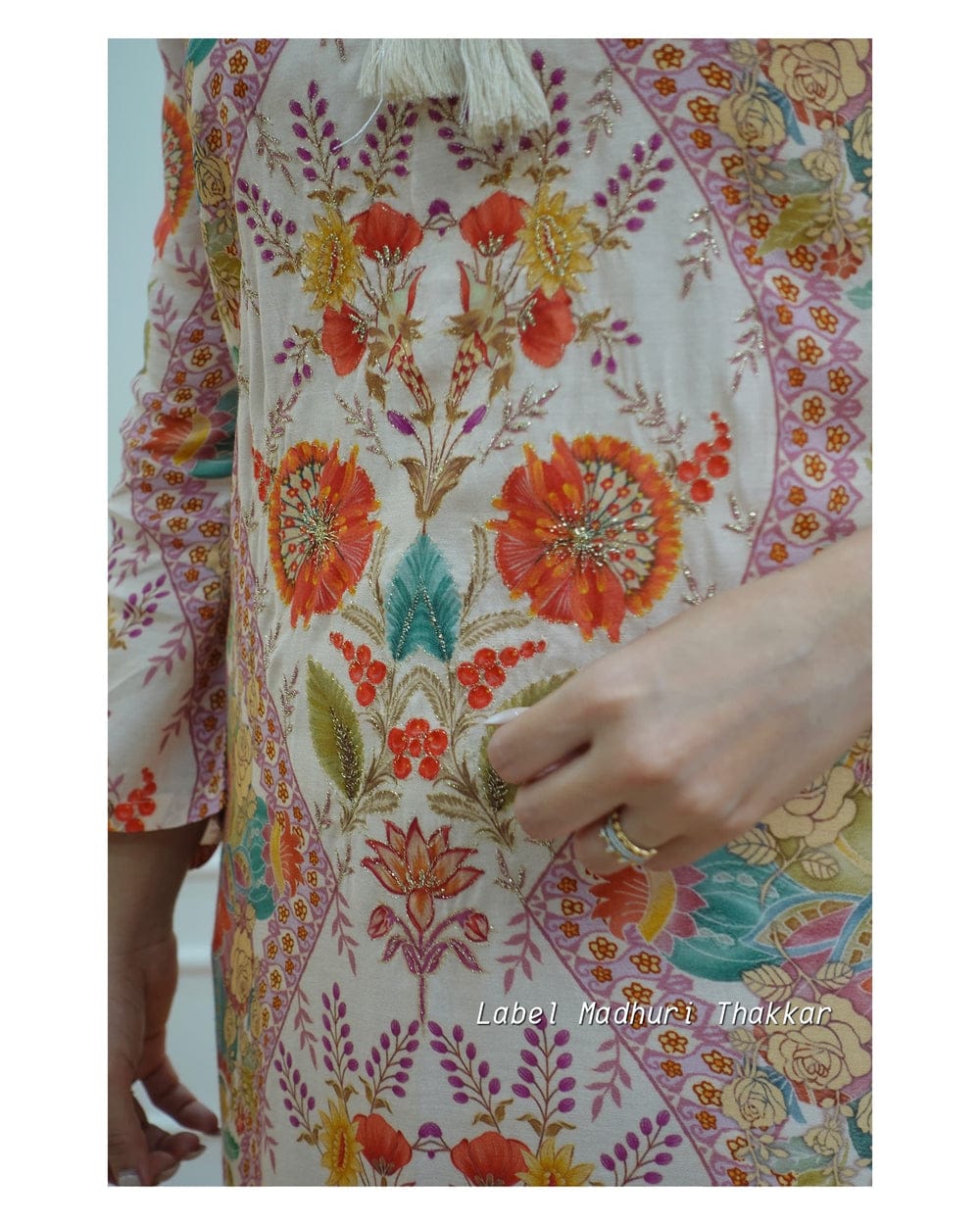 Muslin Kurti with Sequin Detailing and Matching Pant Set