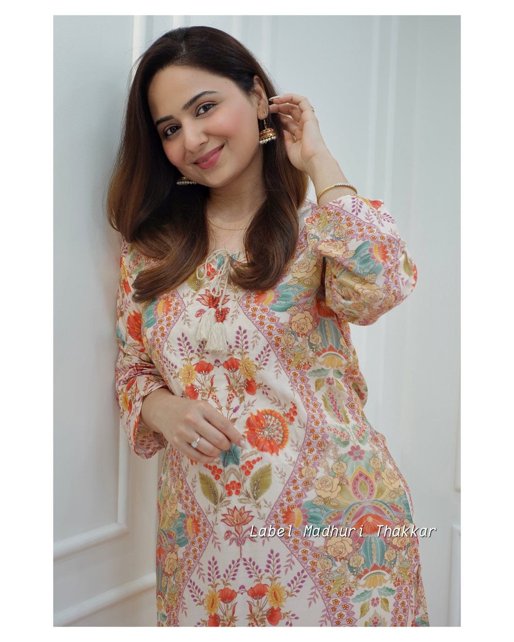 Muslin Kurti with Sequin Detailing and Matching Pant Set