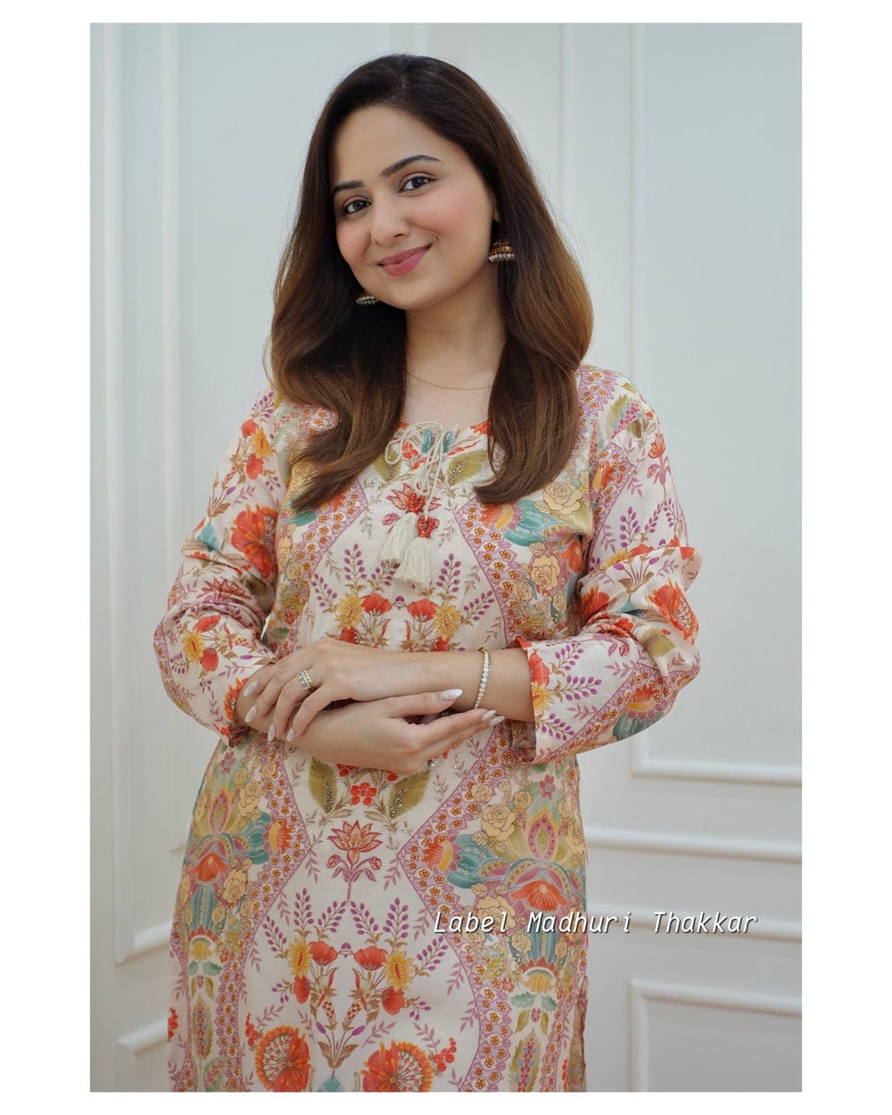 Muslin Kurti with Sequin Detailing and Matching Pant Set