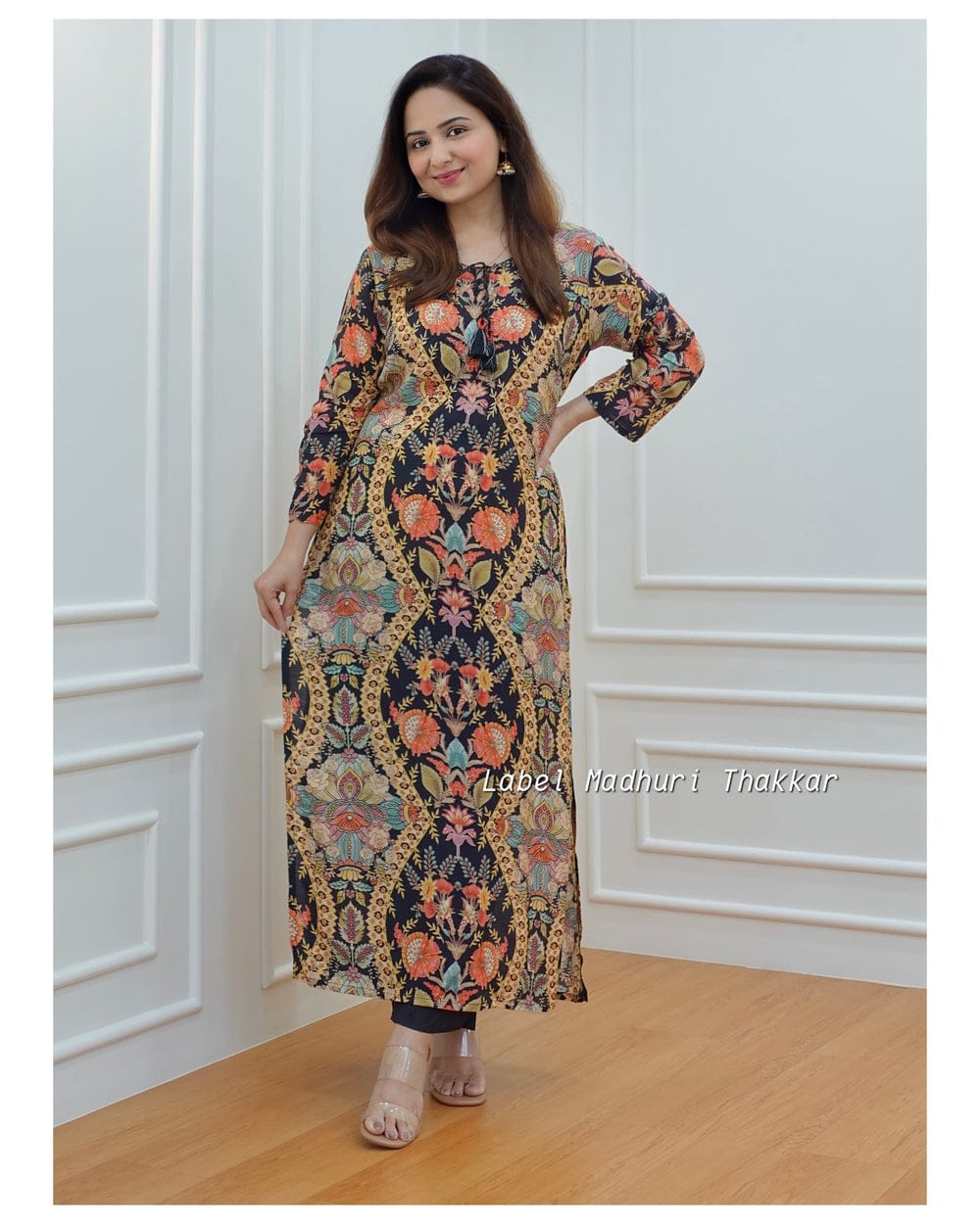 Muslin Kurti with Sequin Detailing and Matching Pant Set