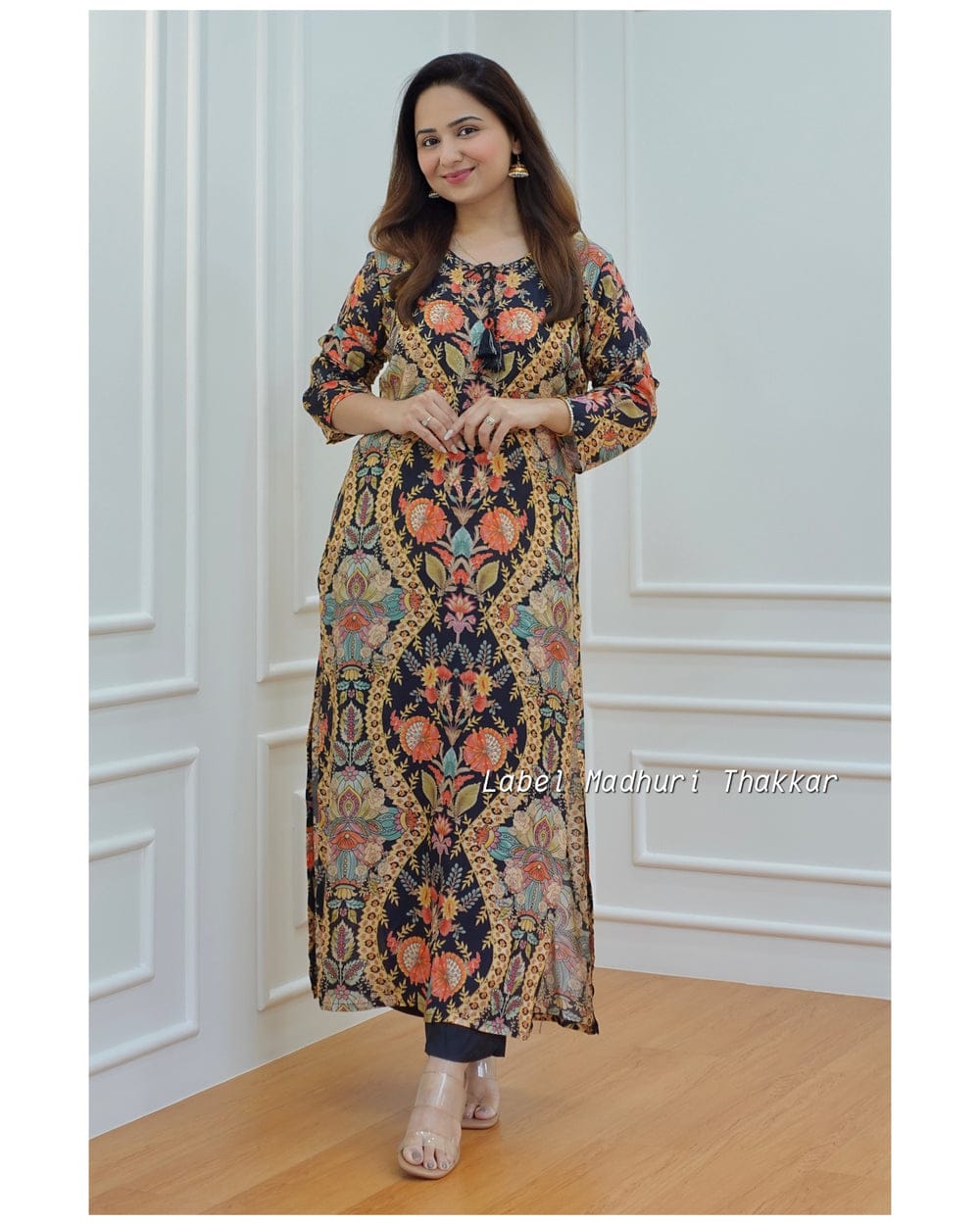 Muslin Kurti with Sequin Detailing and Matching Pant Set
