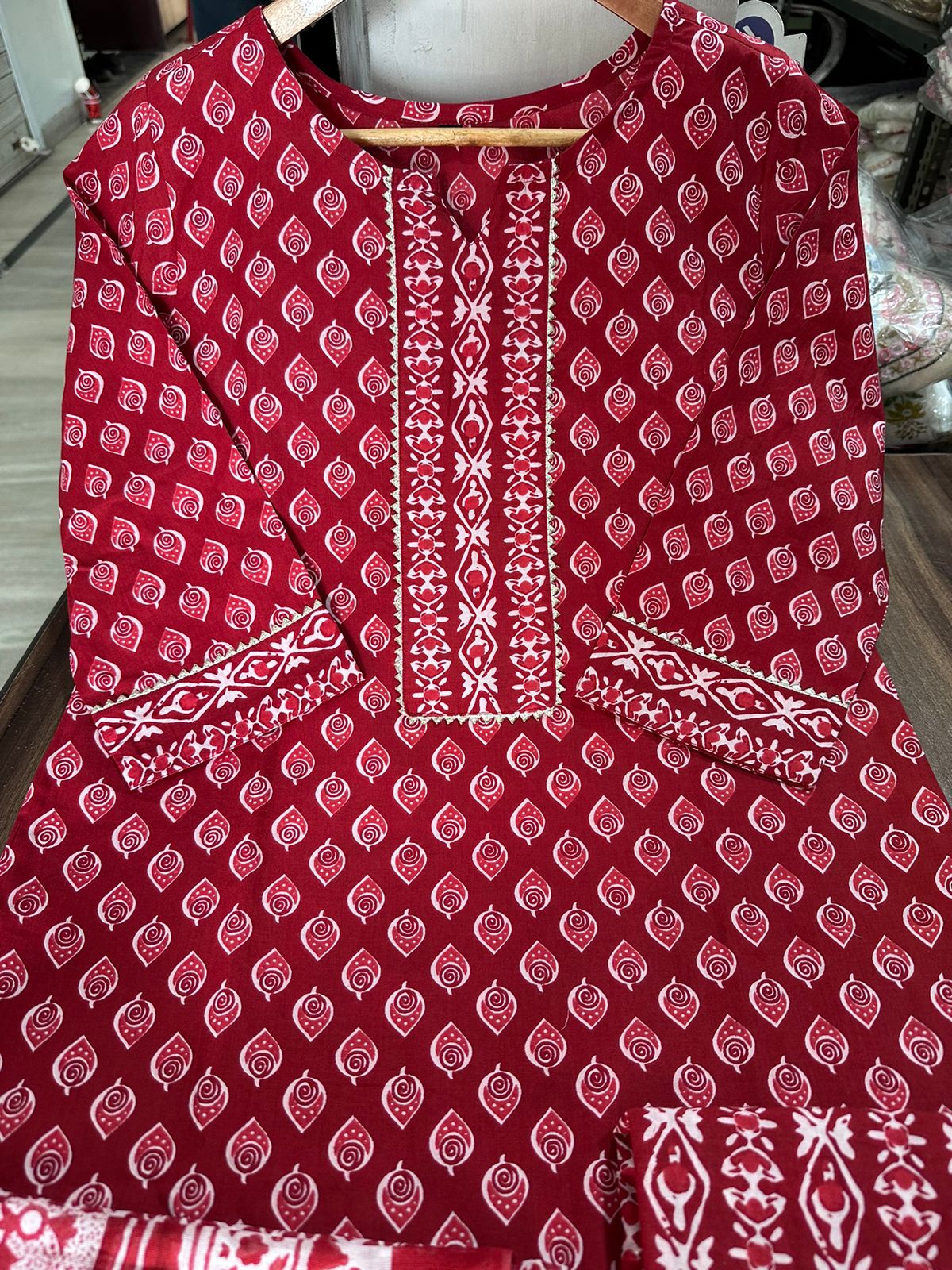 Cotton Kurti with Pant and Dupatta Set