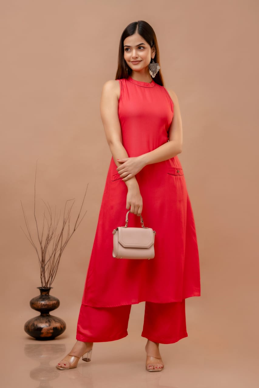 Cotton Dobby Kurti with Palazzo Set