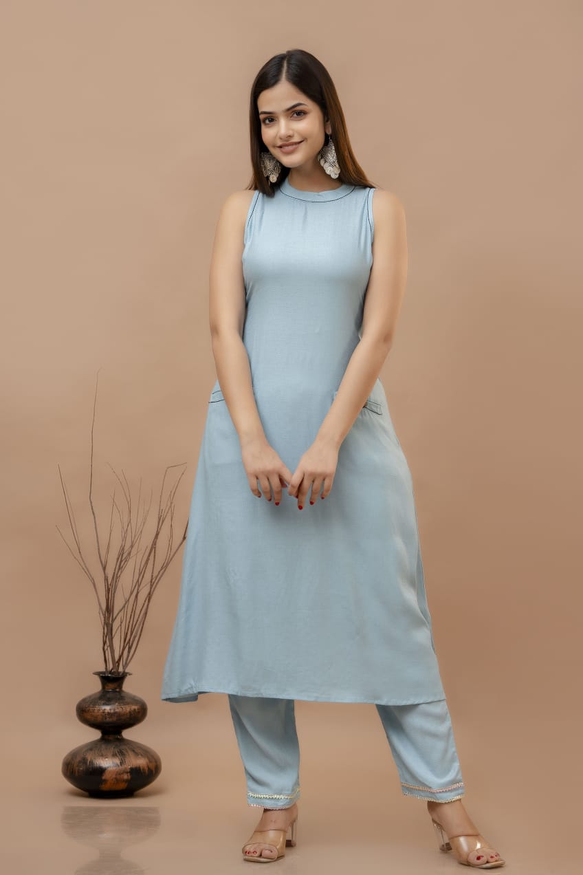 Cotton Dobby Kurti with Palazzo Set