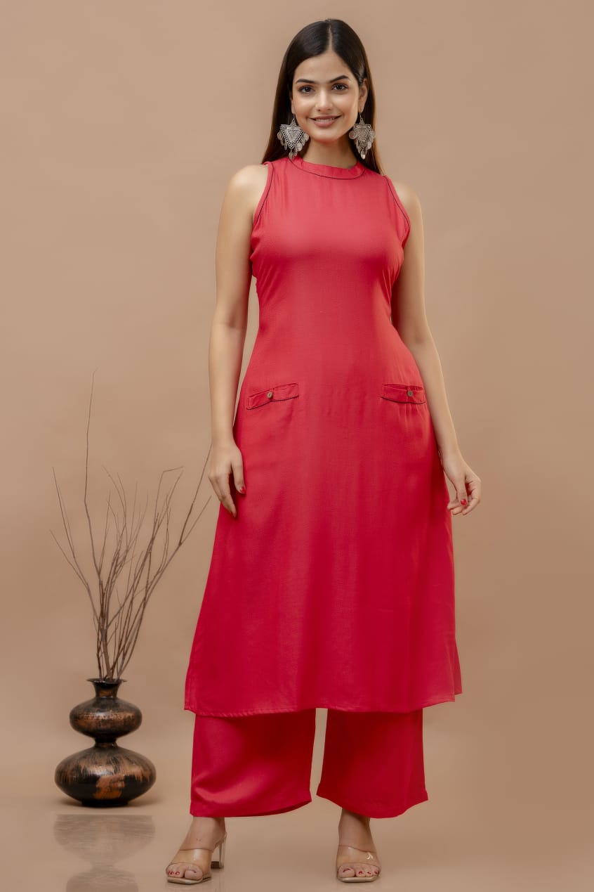 Cotton Dobby Kurti with Palazzo Set
