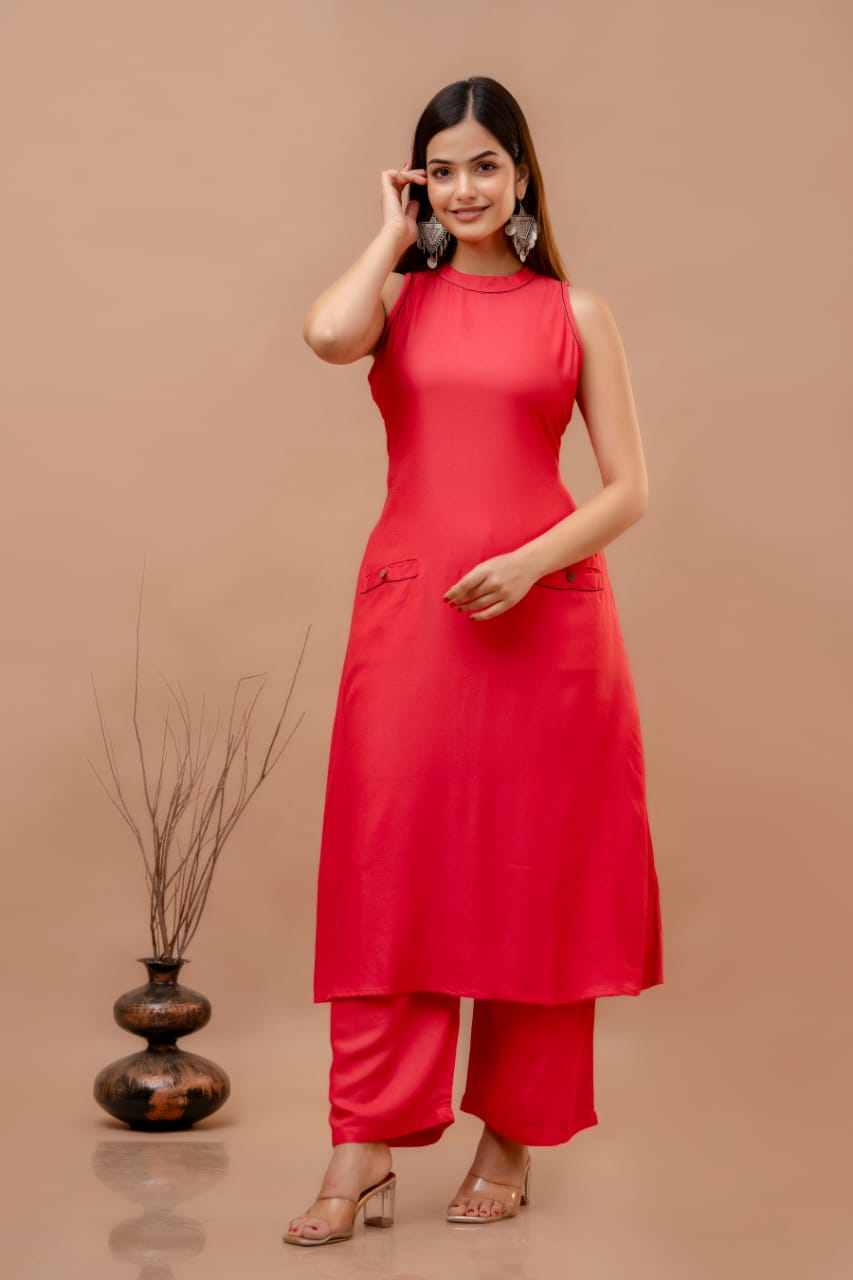Cotton Dobby Kurti with Palazzo Set