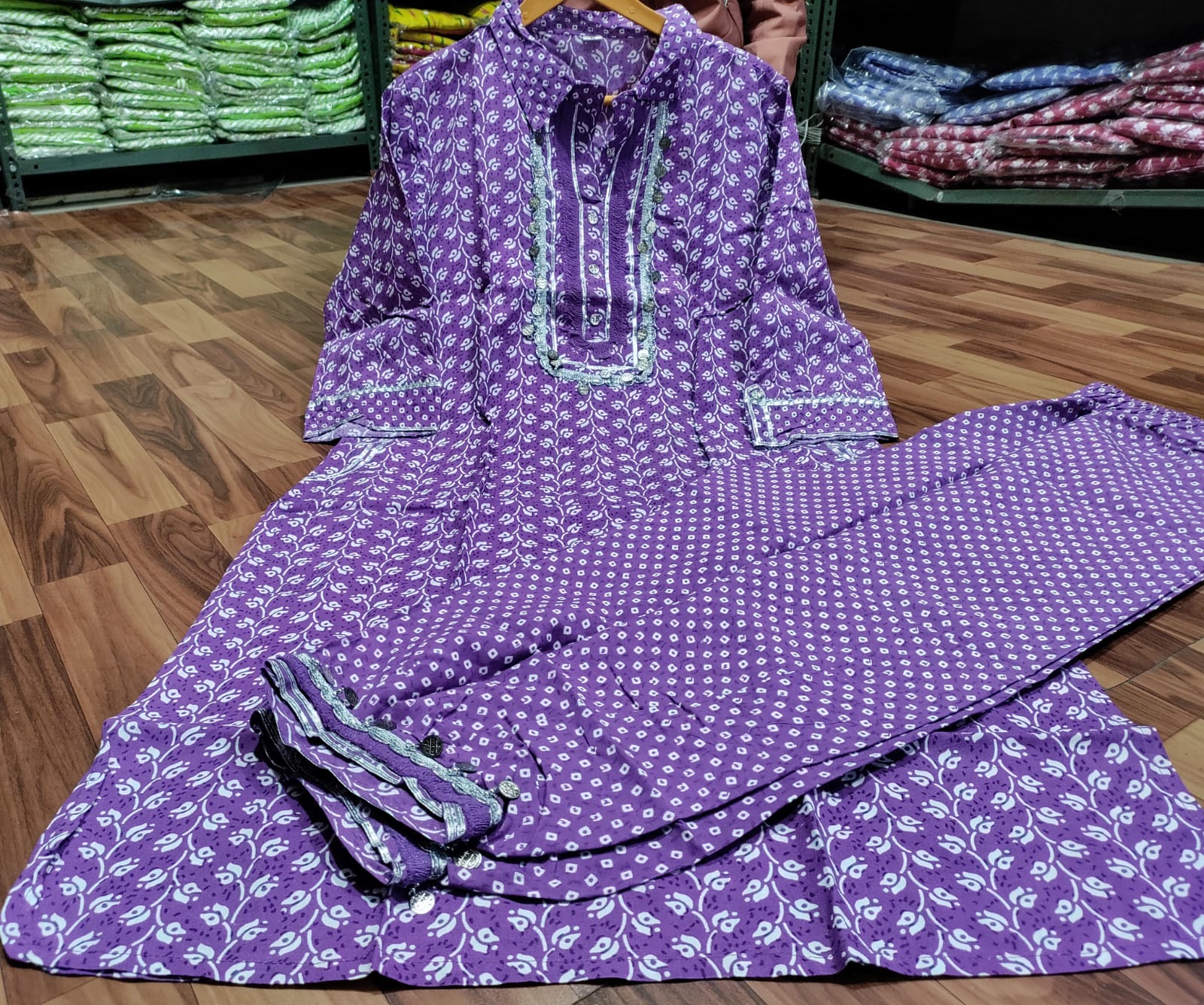 Sikka and Samosa Lacework Afghani Kurti Pant Set