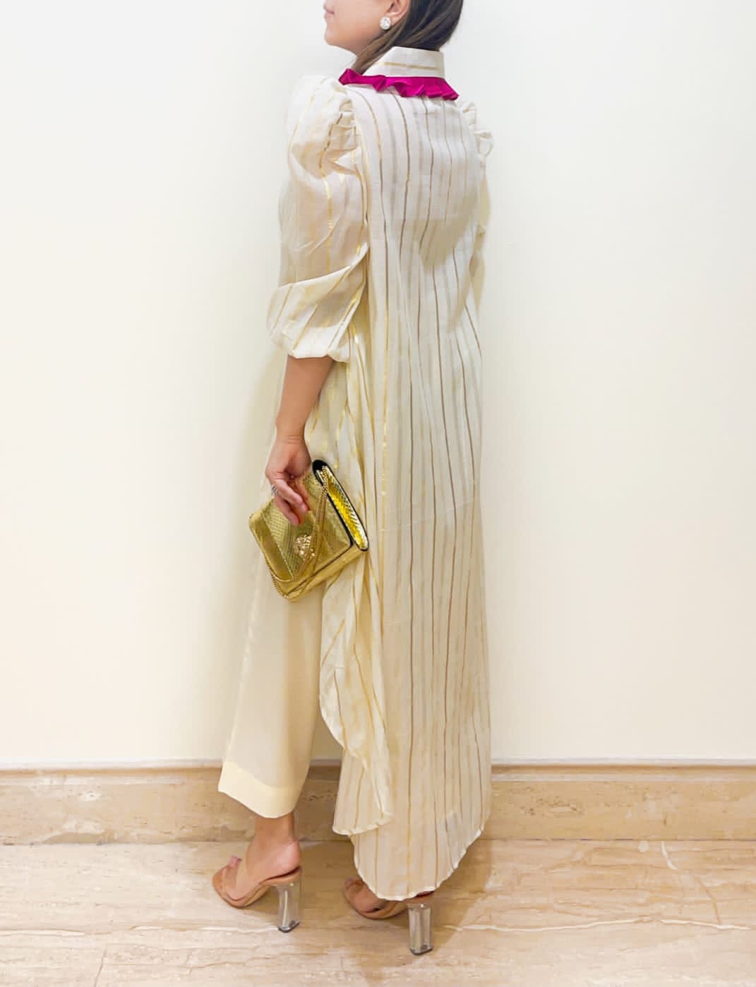 Self-Golden Thread Work Kurta Palazzo Set
