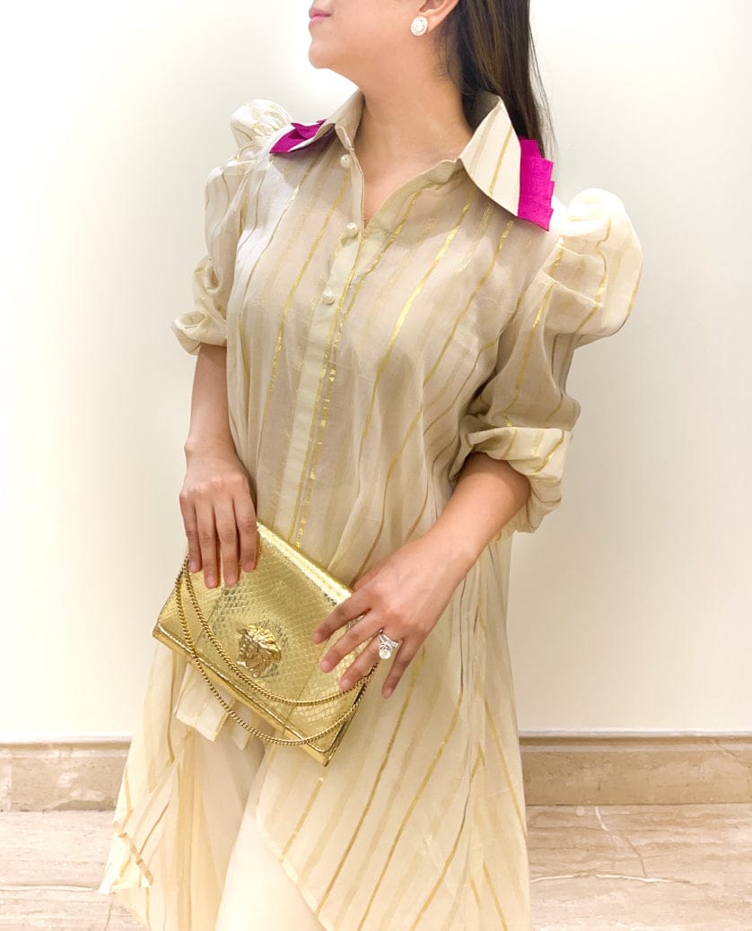 Self-Golden Thread Work Kurta Palazzo Set