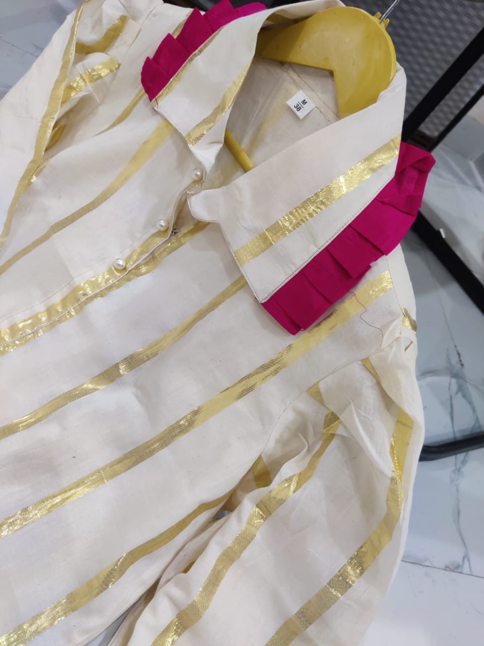 Self-Golden Thread Work Kurta Palazzo Set