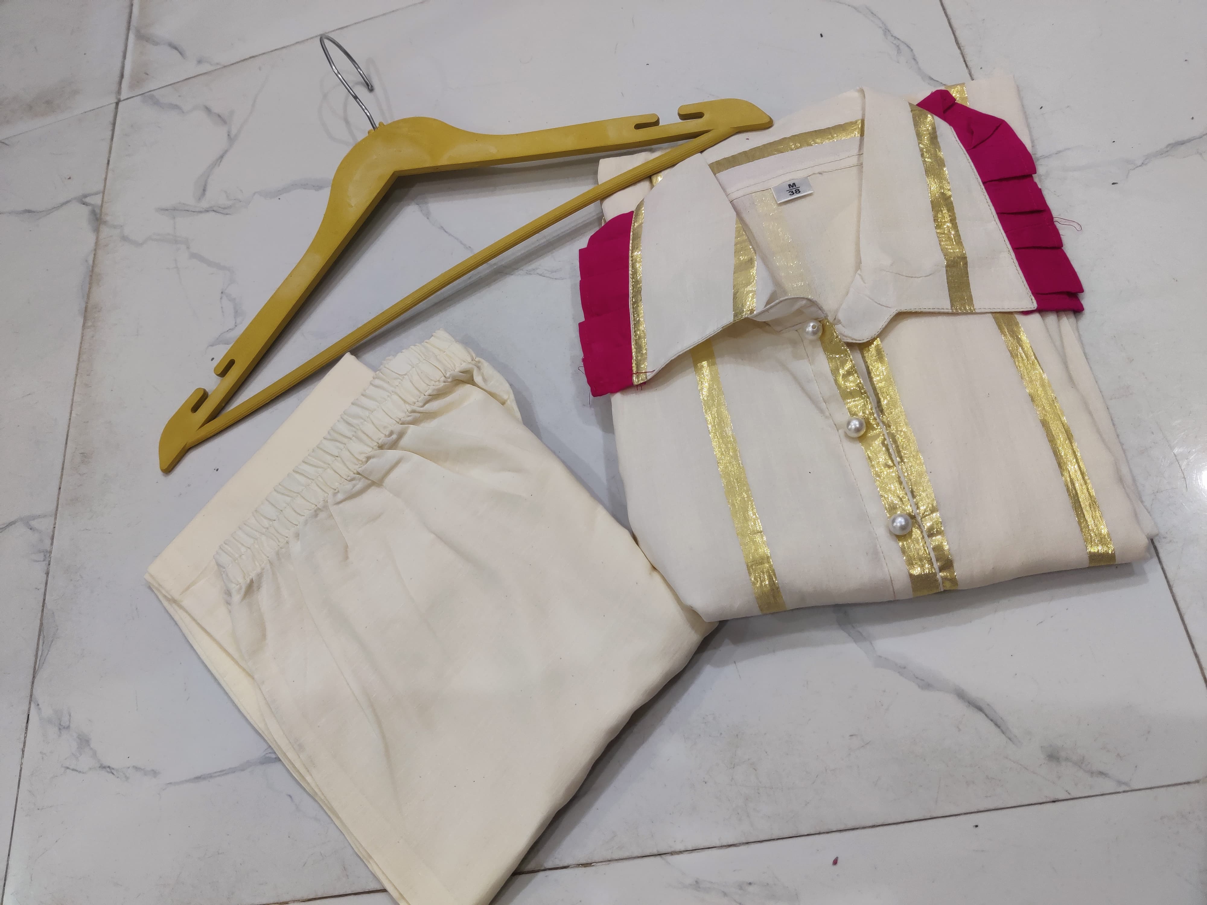 Self-Golden Thread Work Kurta Palazzo Set