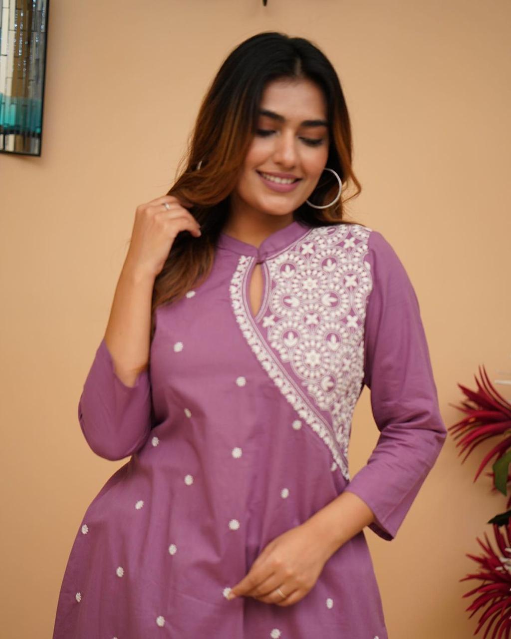 Cotton Embroidered Cord Set