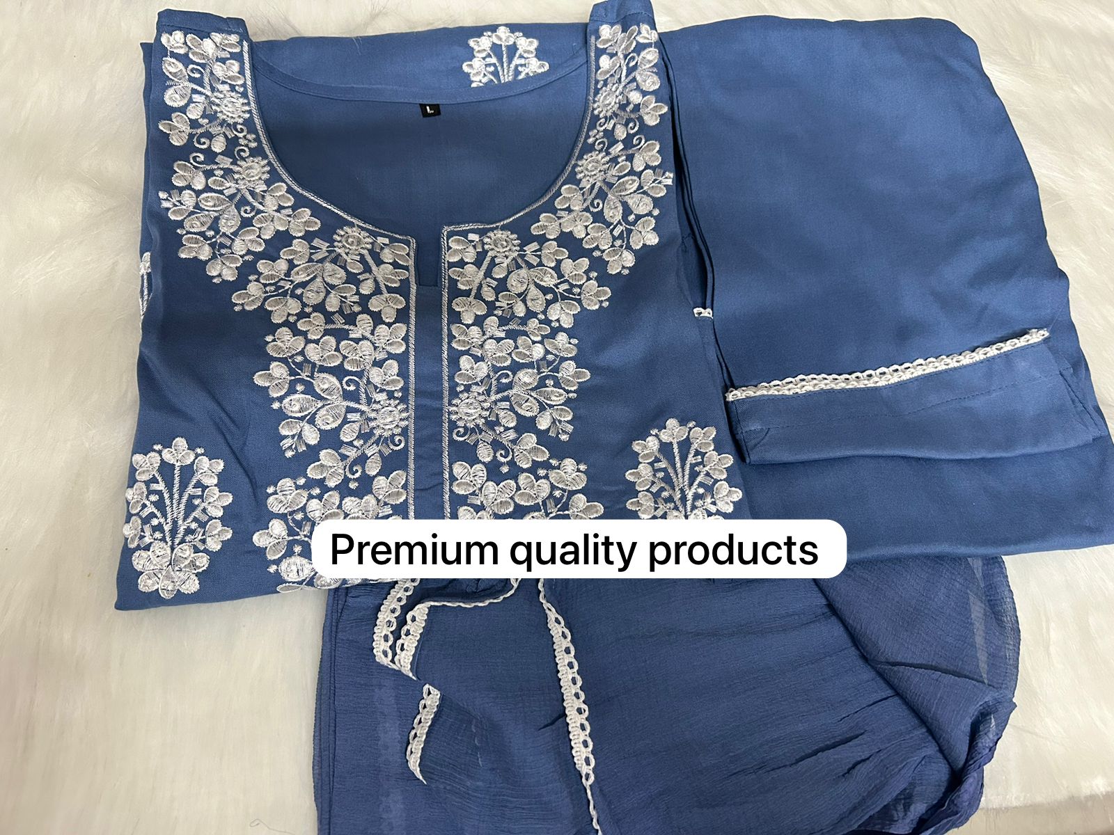 Embroidered Kurta Set with Chiffon Dupatta