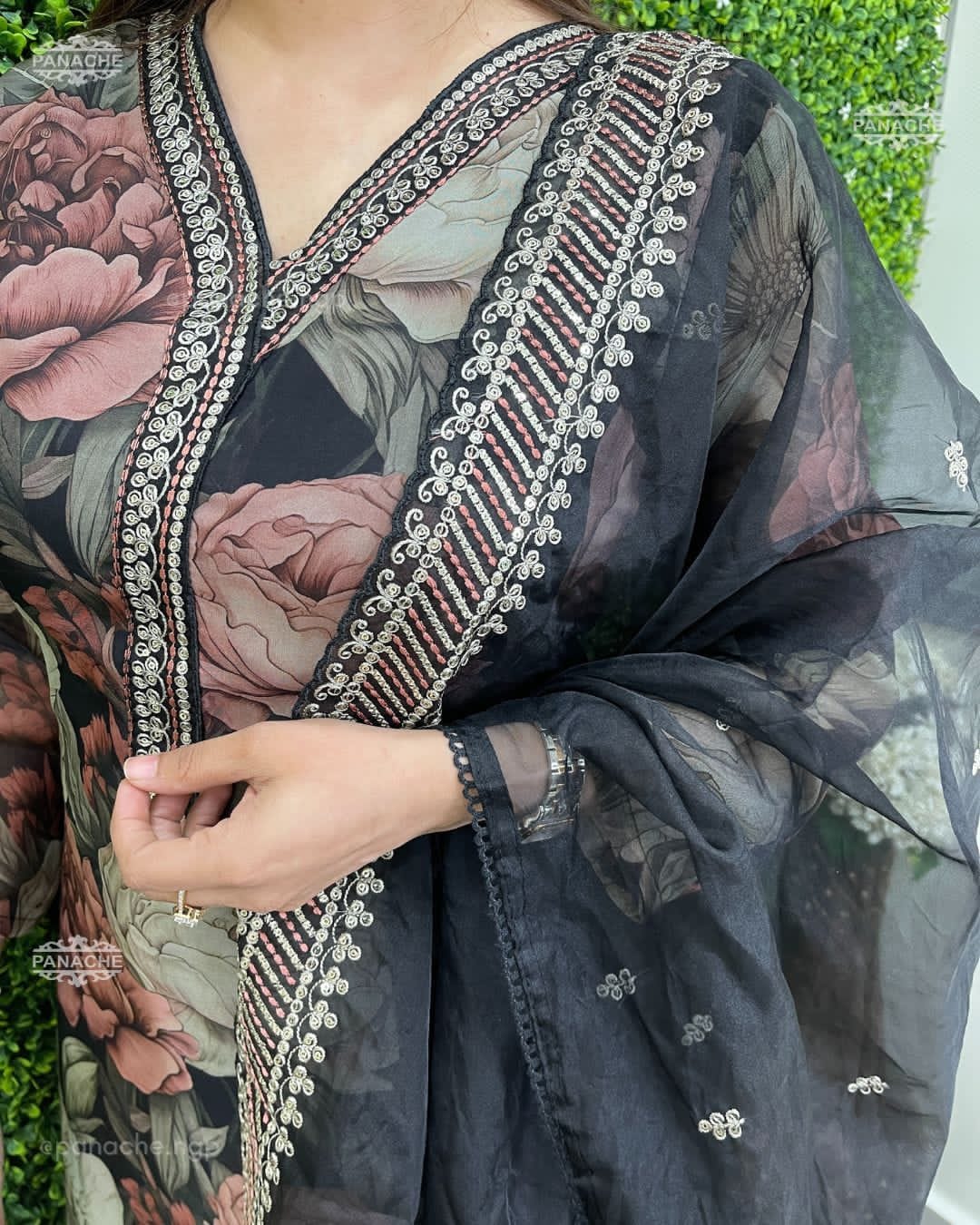 Chanderi Digital Print Kurti with Embroidered and Lace Work Organza Dupatta