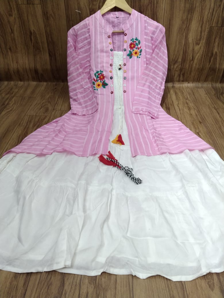 Embroidered Rayon Top with Shrug Set
