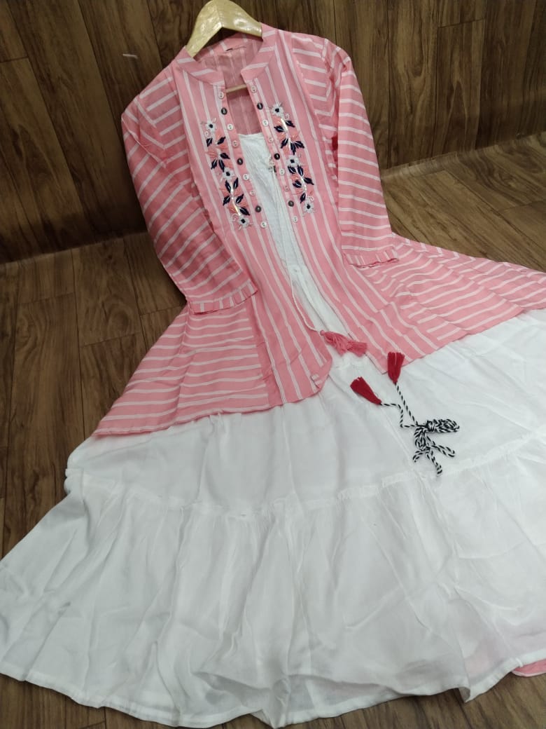 Embroidered Rayon Top with Shrug Set