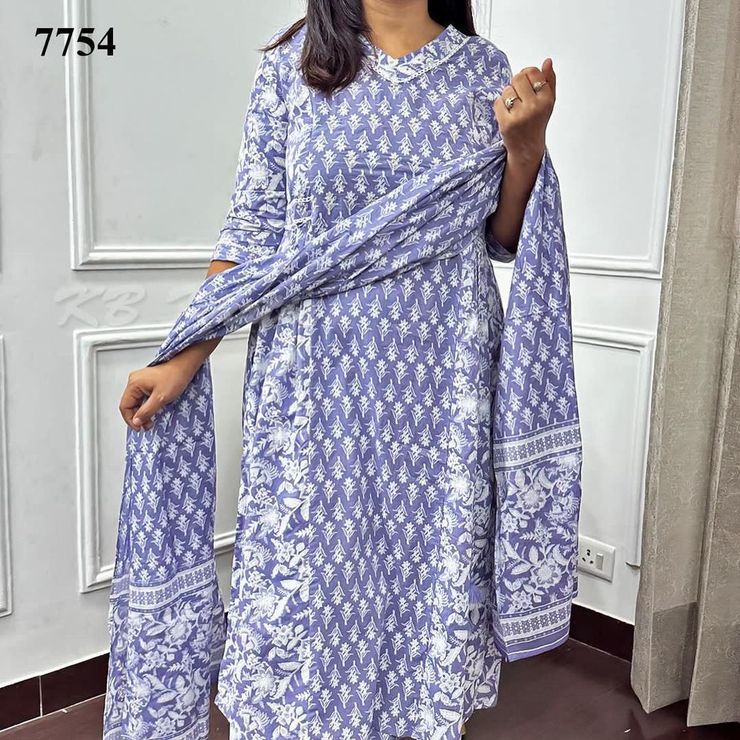 Floral Afghani Suit Set with Side Waist Tassels