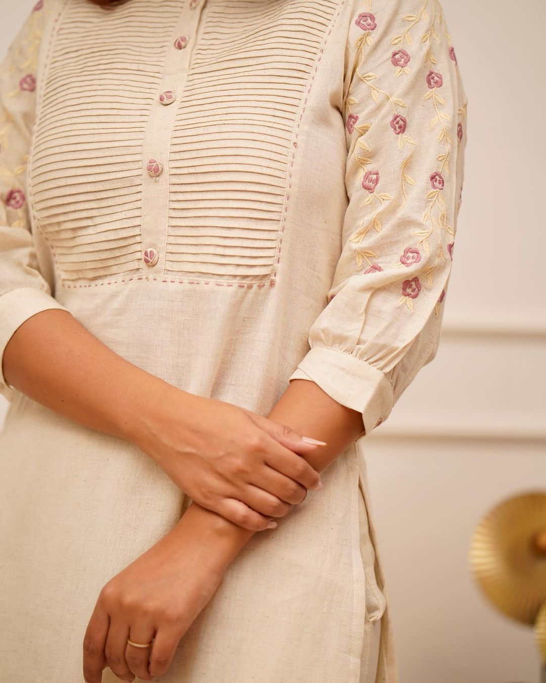 Embroidered Kurti Pant Set with Pintex Detailing