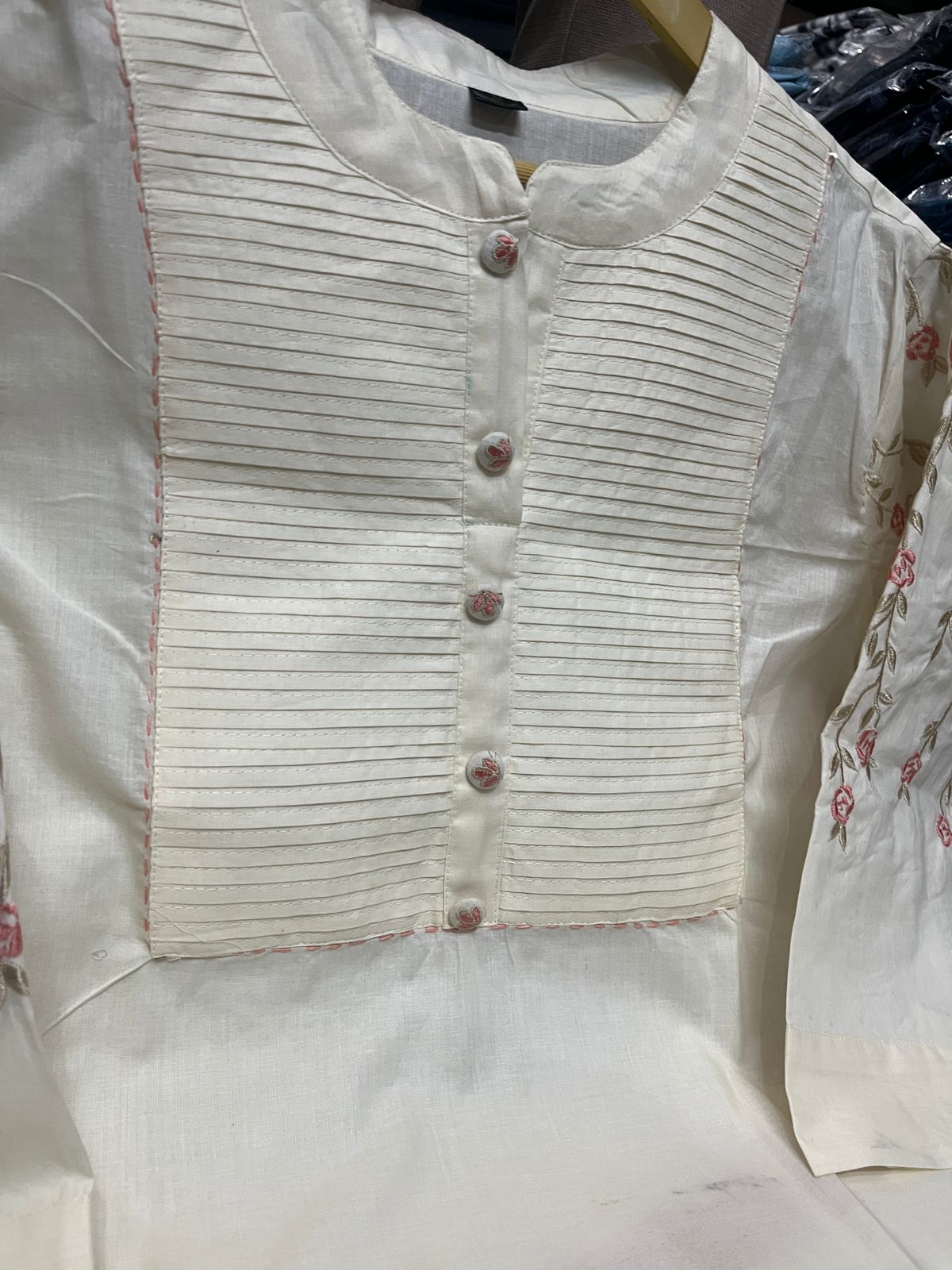 Embroidered Kurti Pant Set with Pintex Detailing