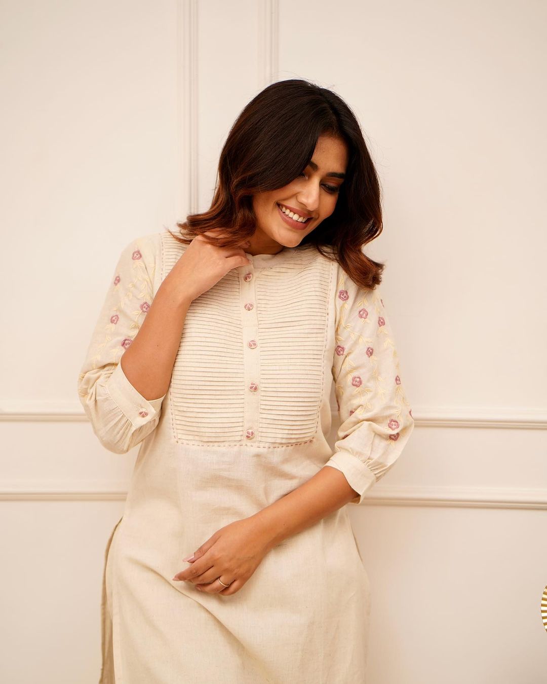Embroidered Kurti Pant Set with Pintex Detailing