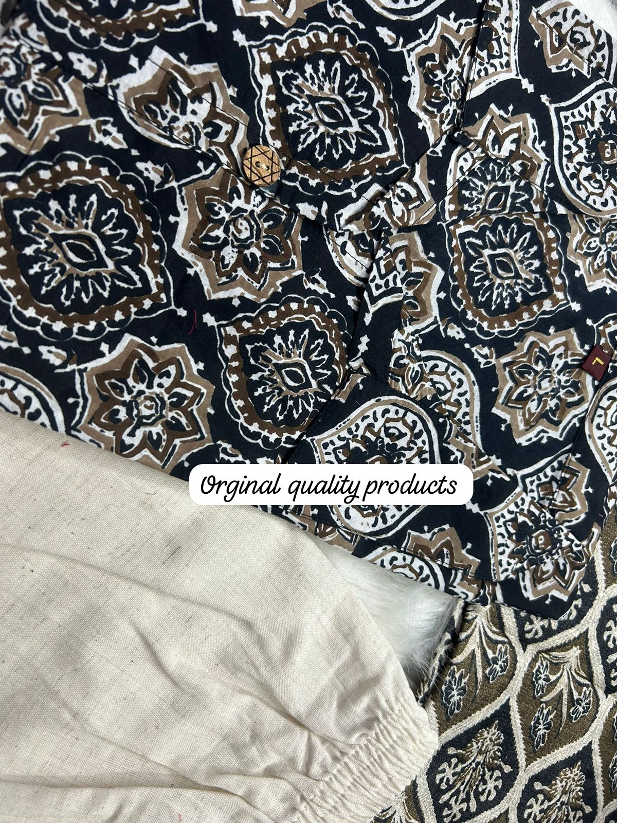 Ajrakh Work Cotton Kurta Set with Dupatta