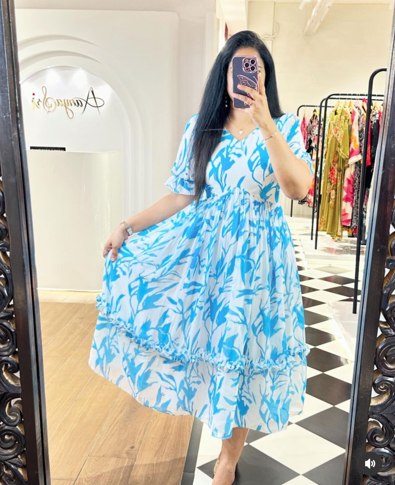 Sweet Summer Dreams: Cotton Midi Dress with Flirty Hand Ruffles