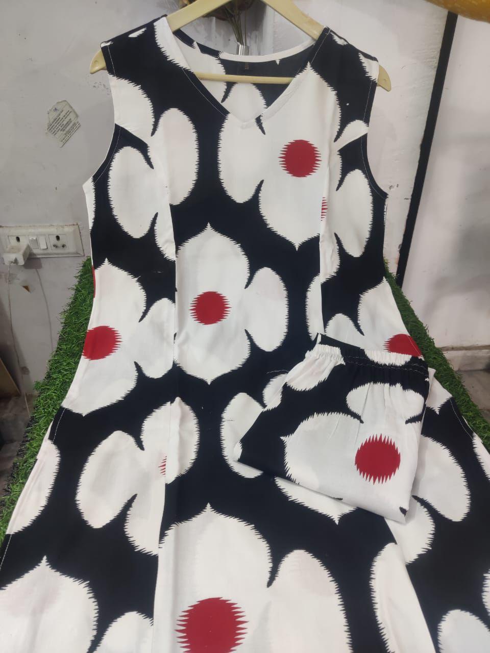 Elegant Jaipuri Floral Co-ord Set - Rayon Kurti with Pant