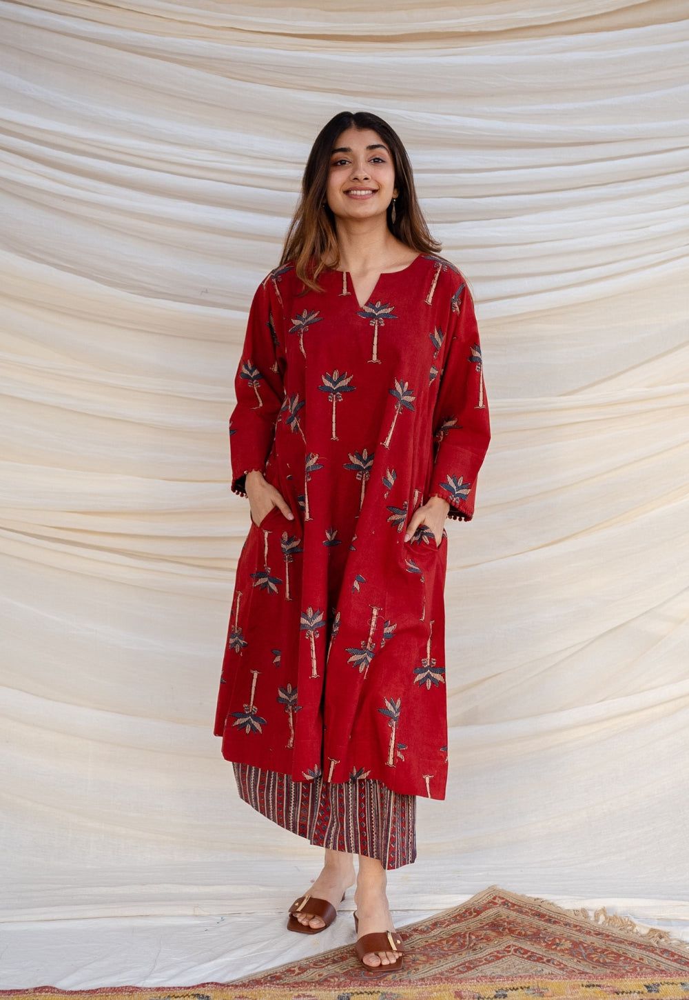 Cotton Kurti with Lace Accents (Pant Included)