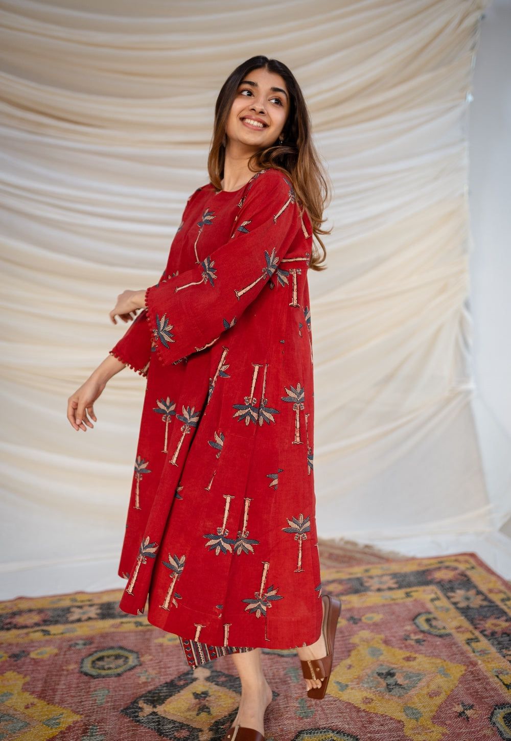 Cotton Kurti with Lace Accents (Pant Included)