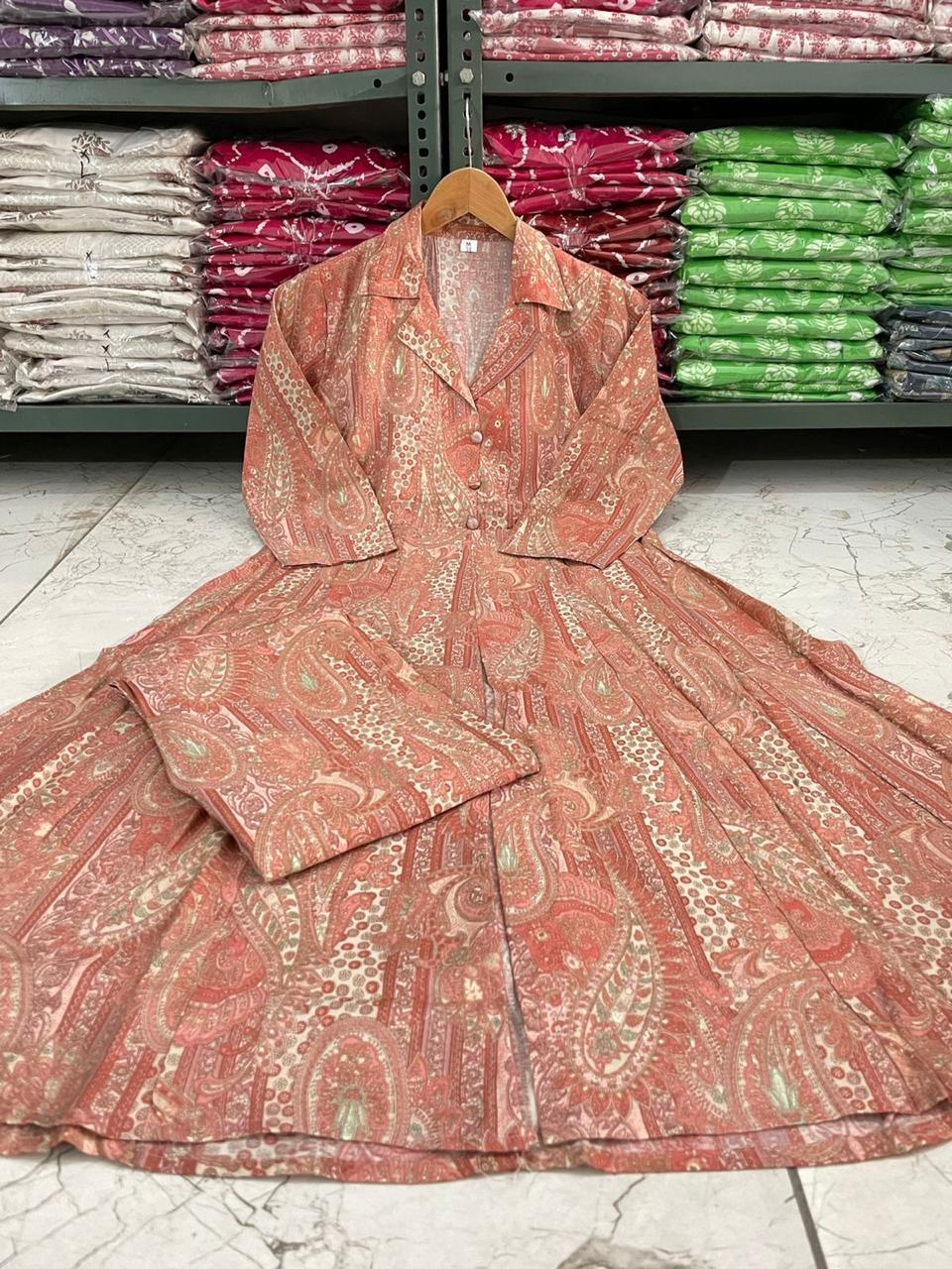 Maslin Foil Print Two-Piece Long Cord Set