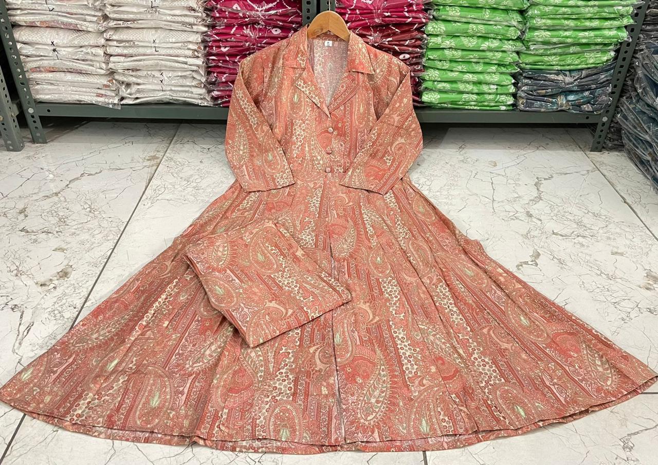 Maslin Foil Print Two-Piece Long Cord Set