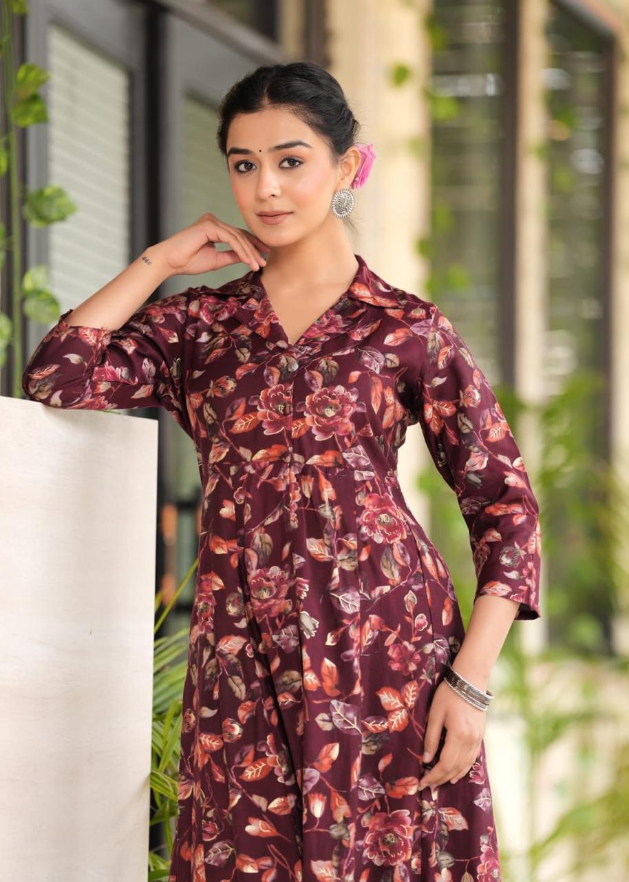 Maslin Foil Print Two-Piece Long Cord Set