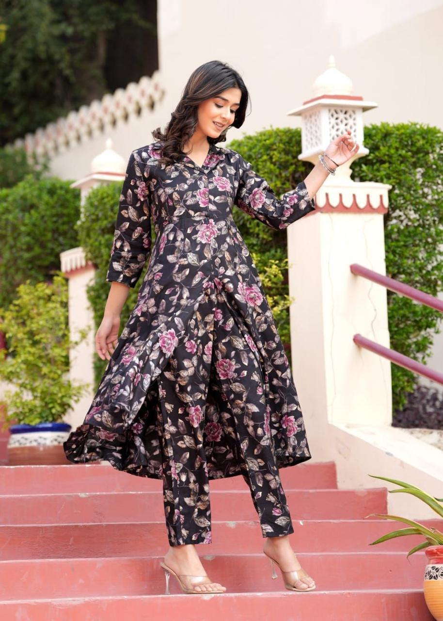 Maslin Foil Print Two-Piece Long Cord Set