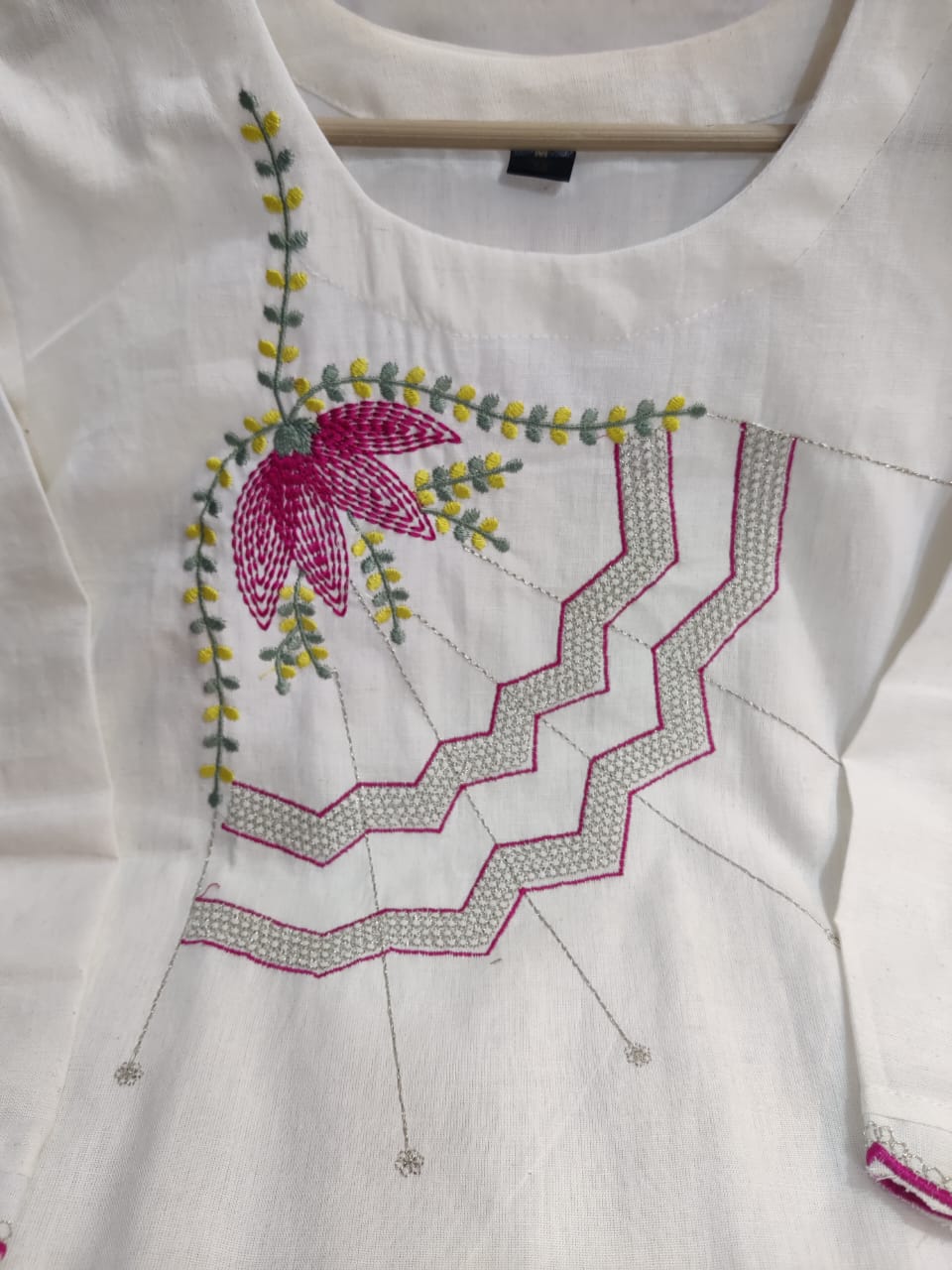 White Embroidered Cotton Flex Co-ord Set