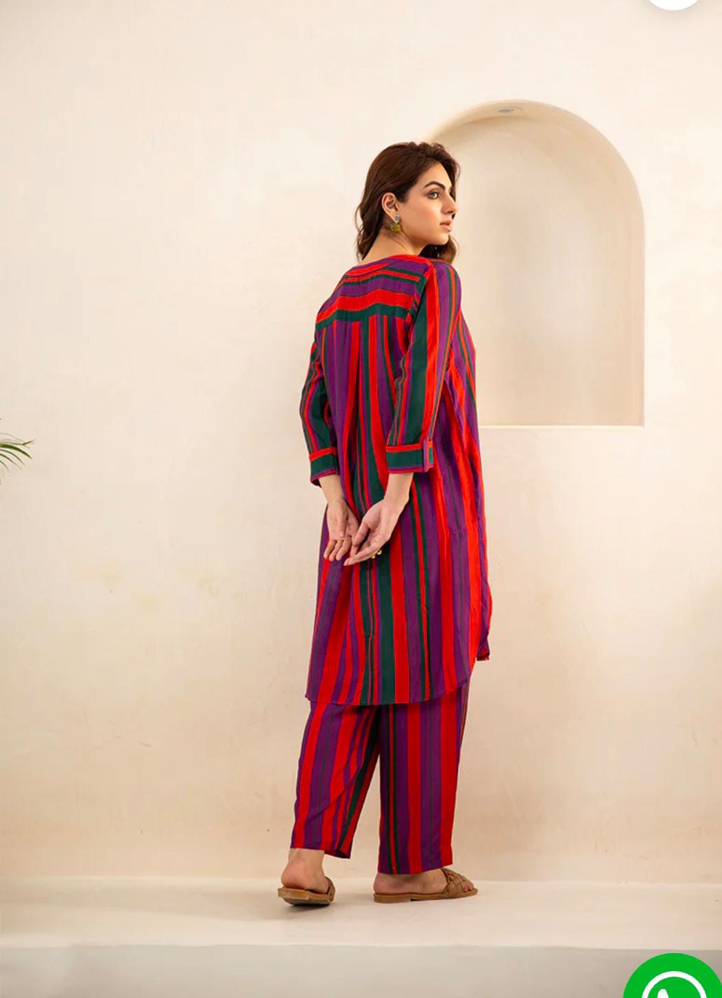 Stripes Rayon Kurti Set - A-Line Flattery