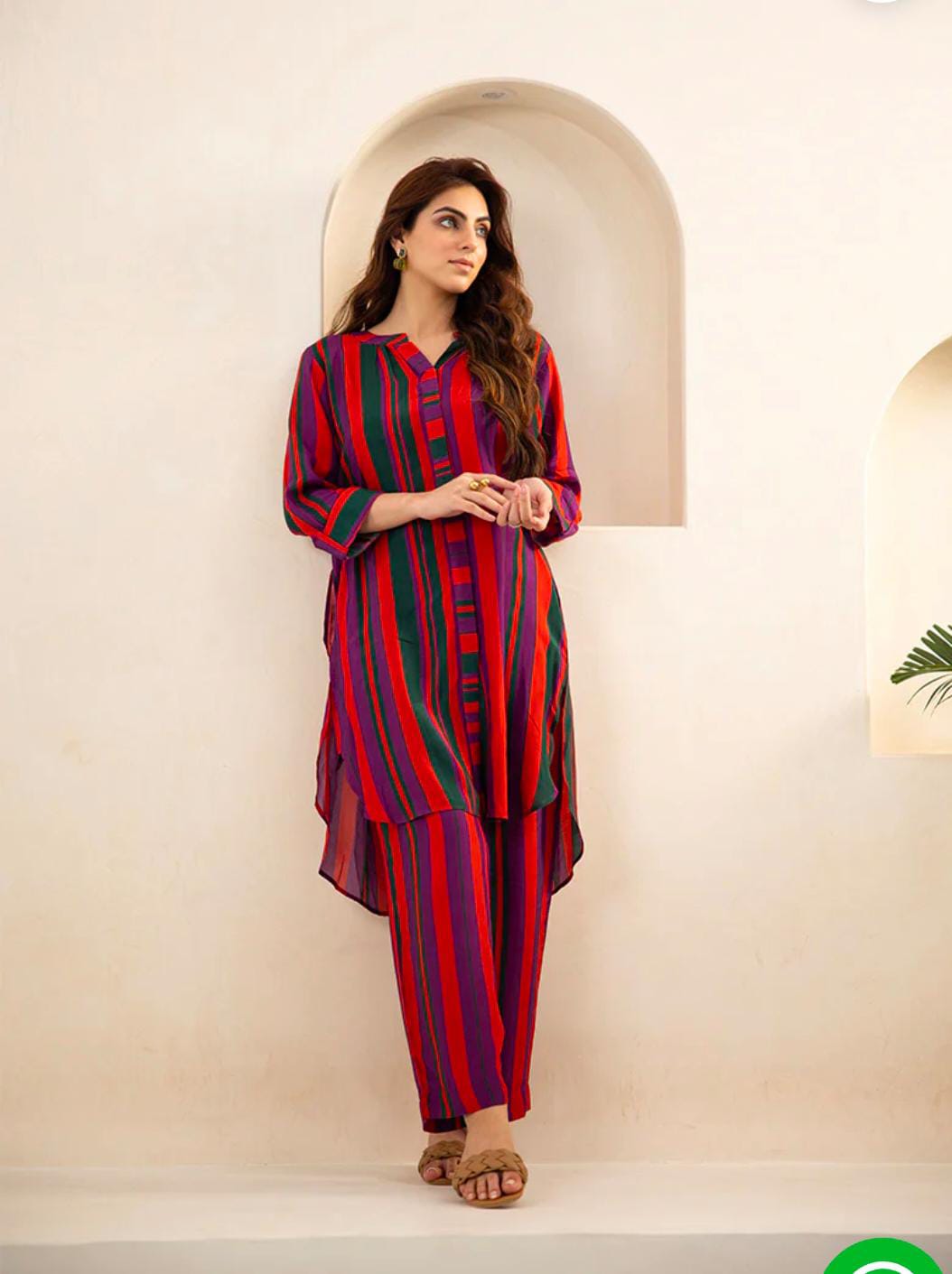 Stripes Rayon Kurti Set - A-Line Flattery