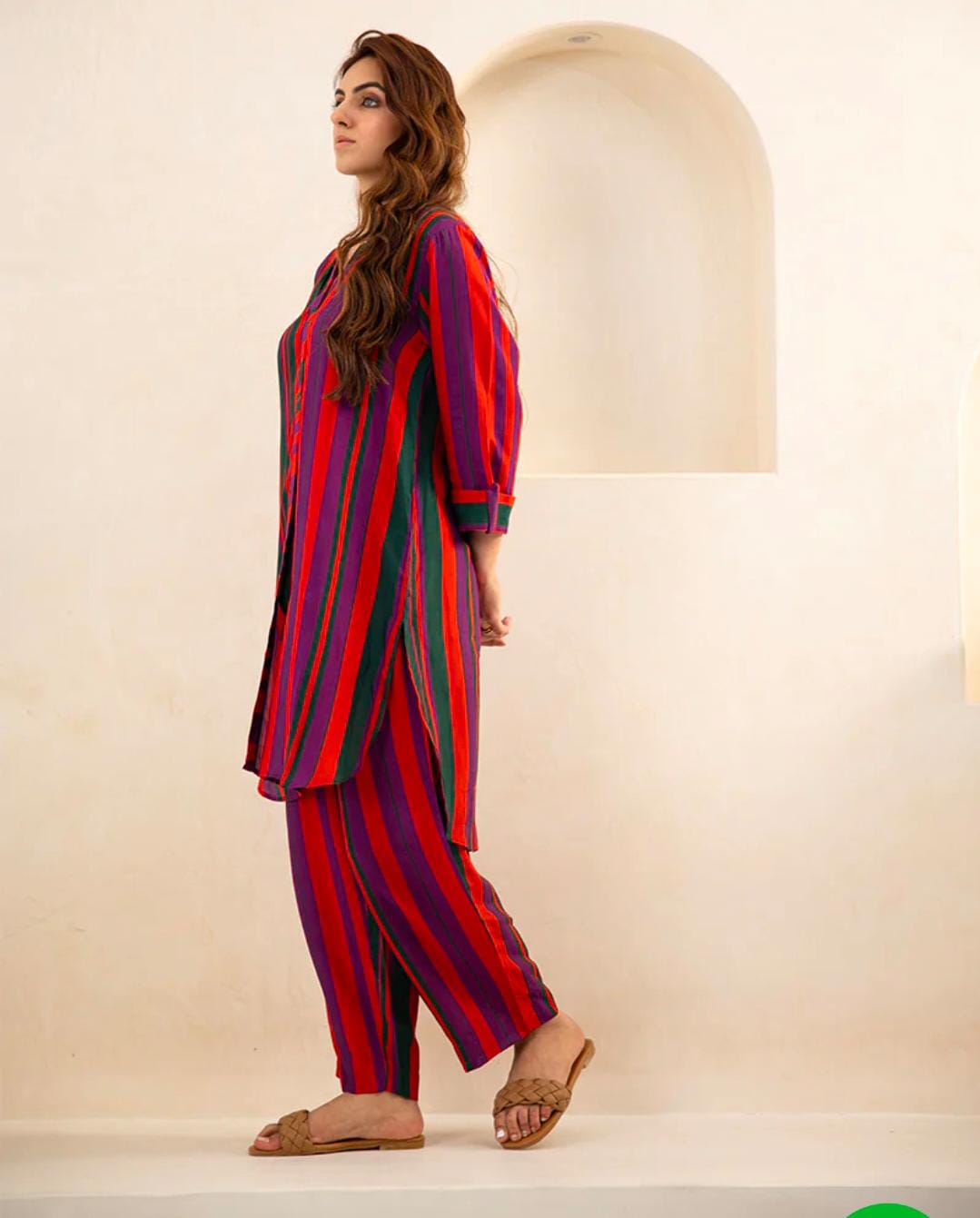 Stripes Rayon Kurti Set - A-Line Flattery