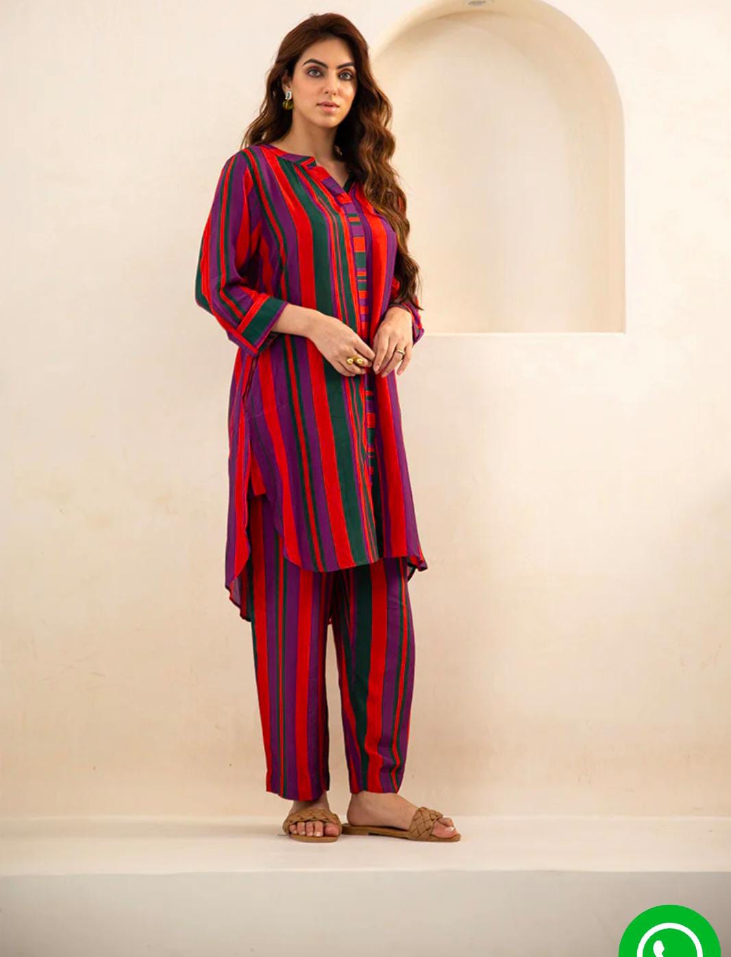 Stripes Rayon Kurti Set - A-Line Flattery