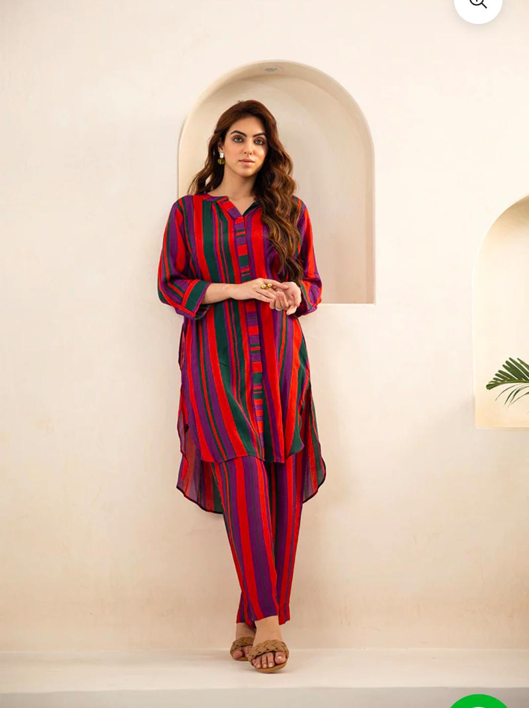 Stripes Rayon Kurti Set - A-Line Flattery