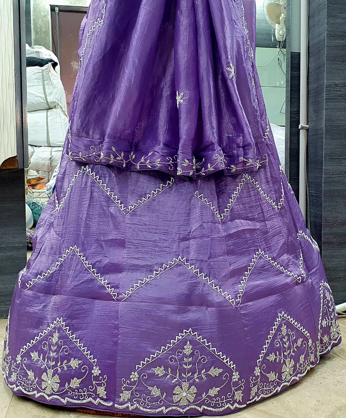 Gold Crush Lehenga with Dupatta - Katdana Work | Stitched with Lining Aster | Length & Waist up to 44