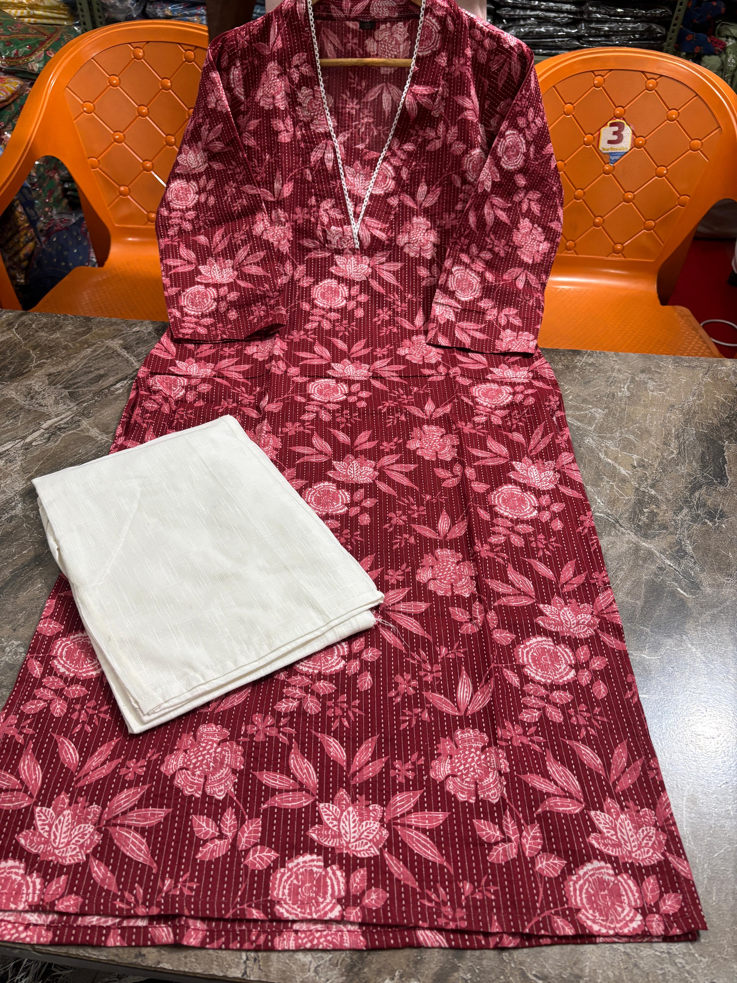 Cotton Kurti with Pant Set for Women
