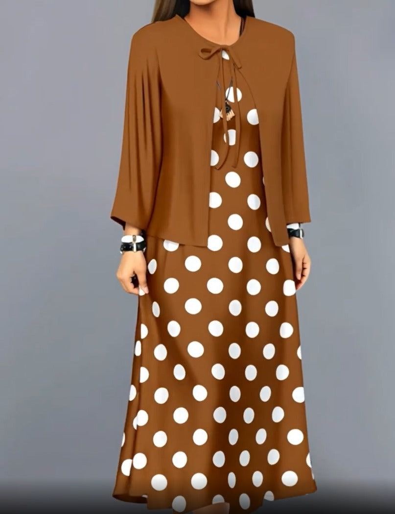 Women's Botanical Print Dress & Tie-Front Cardigan Two-Piece Set